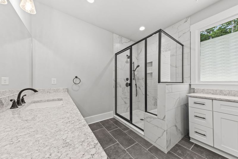 Primary bath custom shower and soaking tub