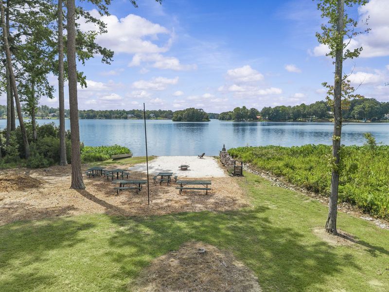 Lakeside picnic area at the community park